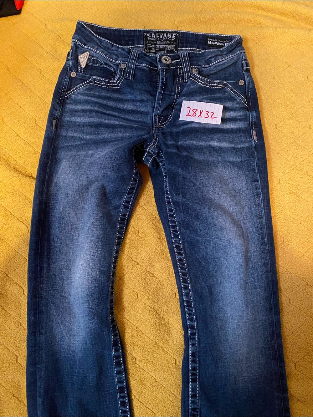 Men's Dark Blue Washed Jeans - 28x32